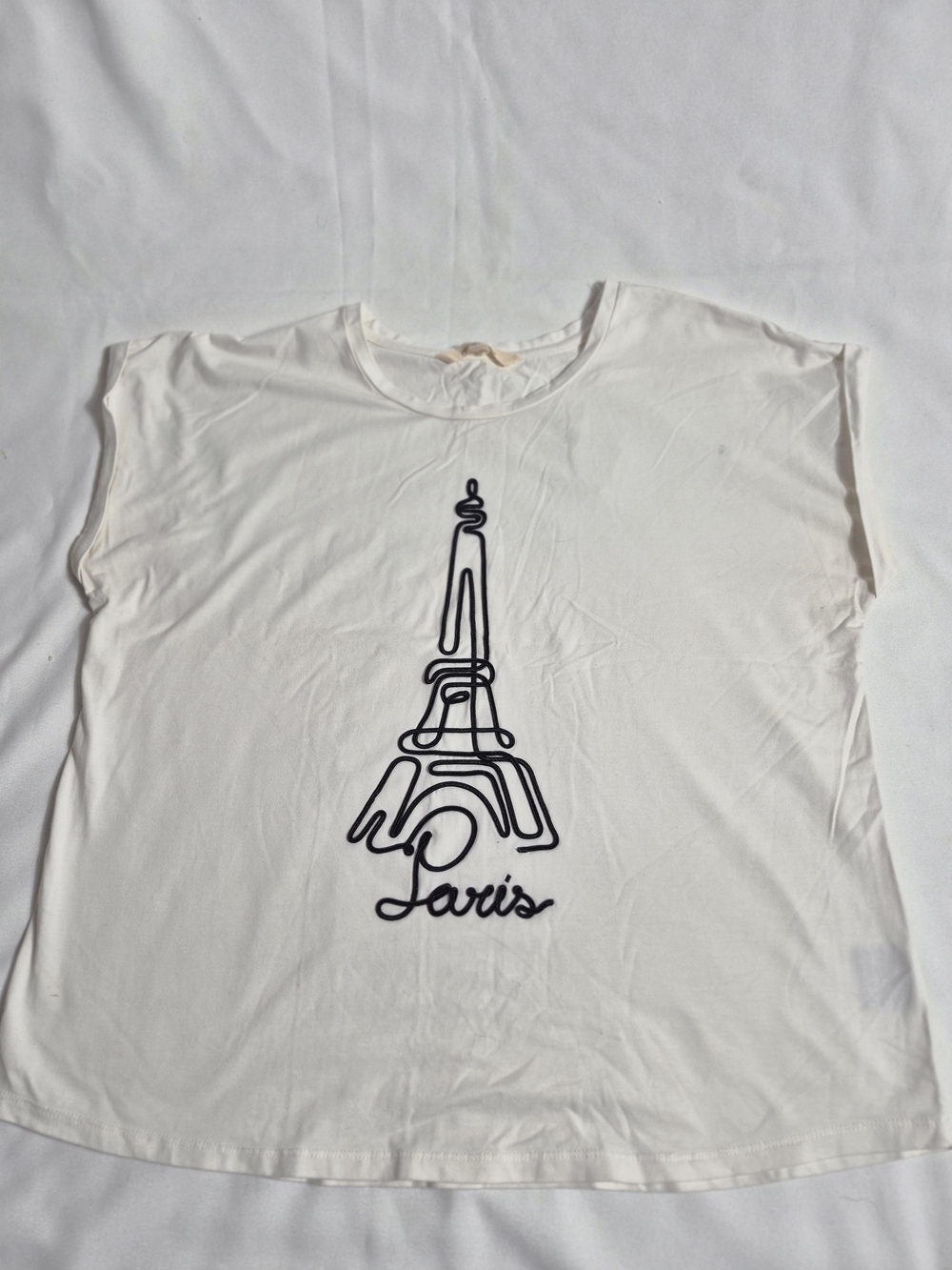 MESH+LOVE Eiffel Tower Paris Fabric  Graphic Tee design relaxed fit size L